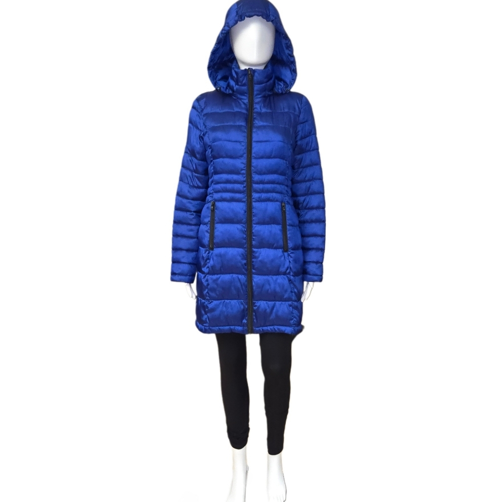 CELSIUS PREMIUM Royal Blue Zip-Front Puffer Optional Zip-Off Hood Travel Light S